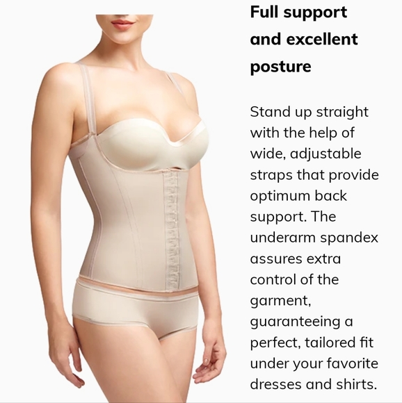 Squeem Beige Corset Vest Firm Control XL Waist Shaper Trainer Shapwear Nude Tan - Picture 7 of 8